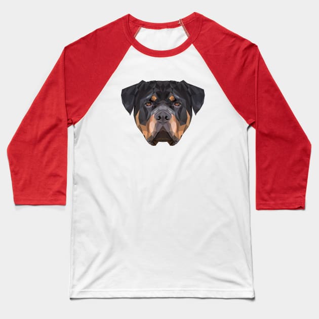 Rottweiler Low Poly Art Baseball T-Shirt by TheLowPolyArtist